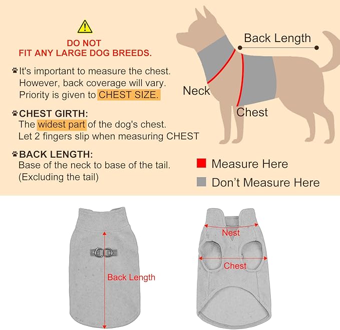 BEAUTYZOO Small Dog Sweater Fleece Vest Winter Jacket, D-Ring Leash Attachment for XS S Puppy Medium Sized Breeds Dogs, Cold Weather Dog Clothes Windproof Keep Warm, Bones Paw Pattern S