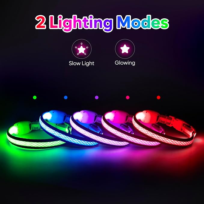 Flashseen LED Cat Collar,Light Up Dog Collar Rechargeable, Dog Lights for Night Walking, Comfortable Soft Mesh Pet Collar Adjustable for Cats Puppy and Small Dogs (Red, XS)
