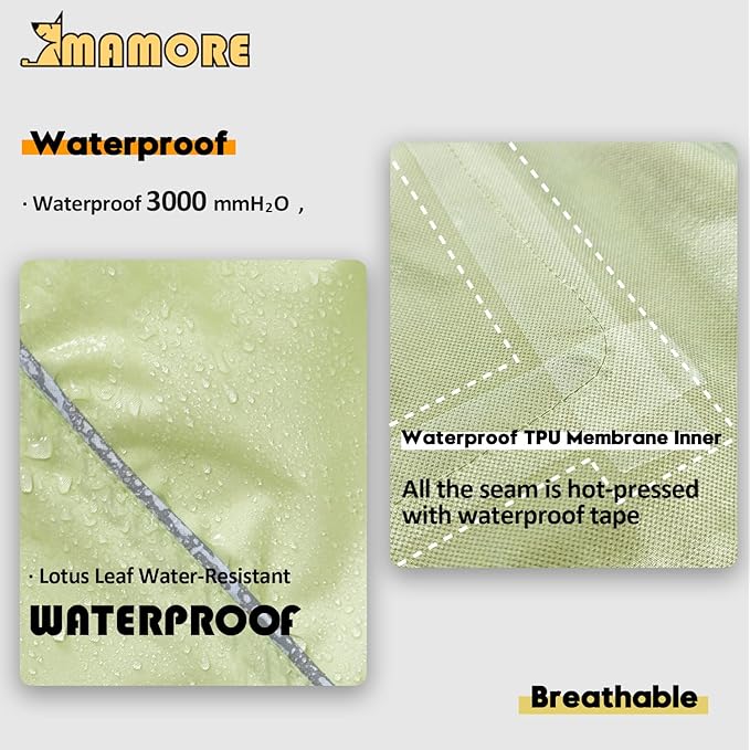 Waterproof Dog Raincoat with Reflective Strip, Adjustable Breathable Rain Coat Jacket with Leash Hole for Dogs (Light Green, Medium)
