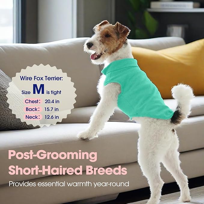 FUAMEY Dog Fleece Vest for Large Dogs,Warm Stretchy Dog Sweatshirts Pullover with Leash Hole Dogs Sweater Soft Pet Turtleneck Cozy Pet Vest Lightweight Sleeveless Cyan XXL