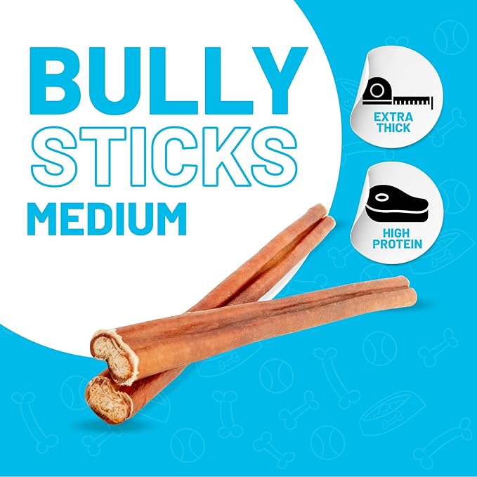 Sitka Farms Bully Sticks 12 inch - (24 Count) Bully Sticks Long Lasting Dental Treats for Large Medium and Small Dogs - Fully Digestible Rawhide Free Sticks for Agresive & Medium Chewers