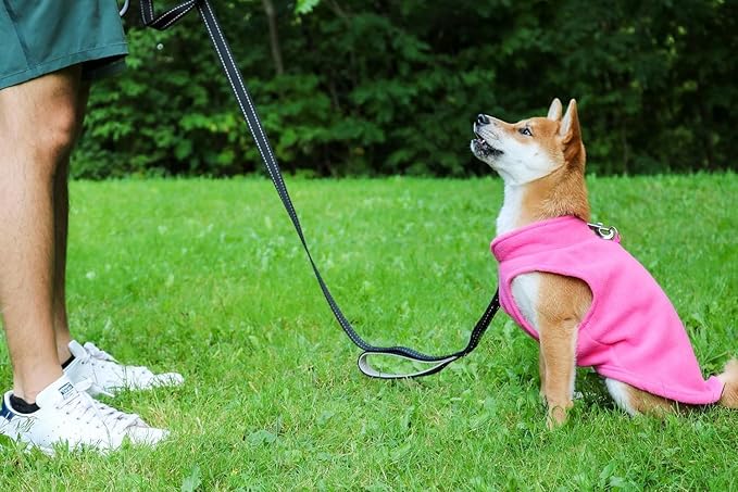 JACKO & CO - Fleece Vest Dog Sweater with Leash Ring - Soft, Warm & Lightweight Pullover Coat for Small & Medium Dogs, Puppies & Cats - Cozy Fall/Winter/Spring Pet Jacket (Pink, Medium 6-10lbs)