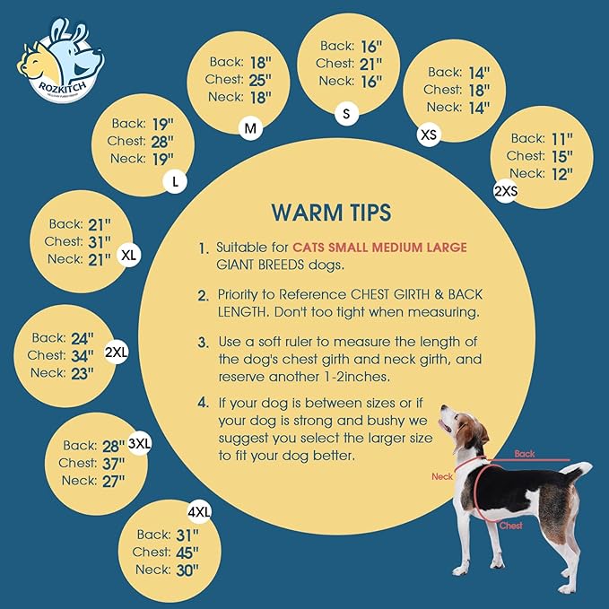 ROZKITCH Dog Snow Jacket, Pet Windproof Warm Cold Weather Jacket Vest Cozy Jumpsuit Apparel Outfit Clothes for Large Giant Dog Walking Hiking Sleep Red 4XL