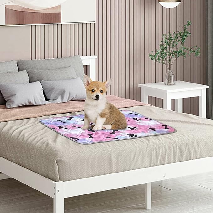 Dog Bed Cover for Pets Blankets Rug Pads for Couch Protection Waterproof Bed Covers Dog Blanket Furniture Protector Reusable Changing Pad (20X30, Red+Black Paw Bone)