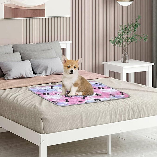 Dog Bed Cover for Pets Blankets Rug Pads for Couch Protection Waterproof Bed Covers Dog Blanket Furniture Protector Reusable Changing Pad (20X30, Red+Black Paw Bone)