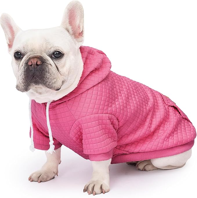 2 Pack Dog Hoodie Sweaters for Small Medium Dogs Warm Dog Clothes for Large Dogs Soft Waffle-Like Laminated Sweatshirt Bulldog (Pink+Rose, XS (Back: 10",Chest: 13", Neck: 9"))