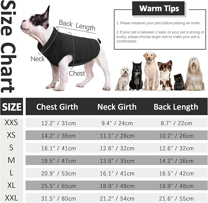 FUAMEY Dog Fleece Vest for Small Dogs,Warm Stretchy Dog Sweatshirts Pullover with Leash Hole Dogs Sweater Soft Pet Turtleneck Cozy Pet Vest Lightweight Sleeveless Black S