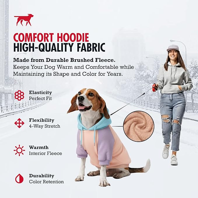 Tuff Pupper Dog Hoodie | Premium Quality 100% Organic Cotton | Ultra Soft Interior for Superior Comfort | Elastic Cuffs & Drawstring for Warmth | Stretch Fit Suitable for All Breeds (Pastel, S)