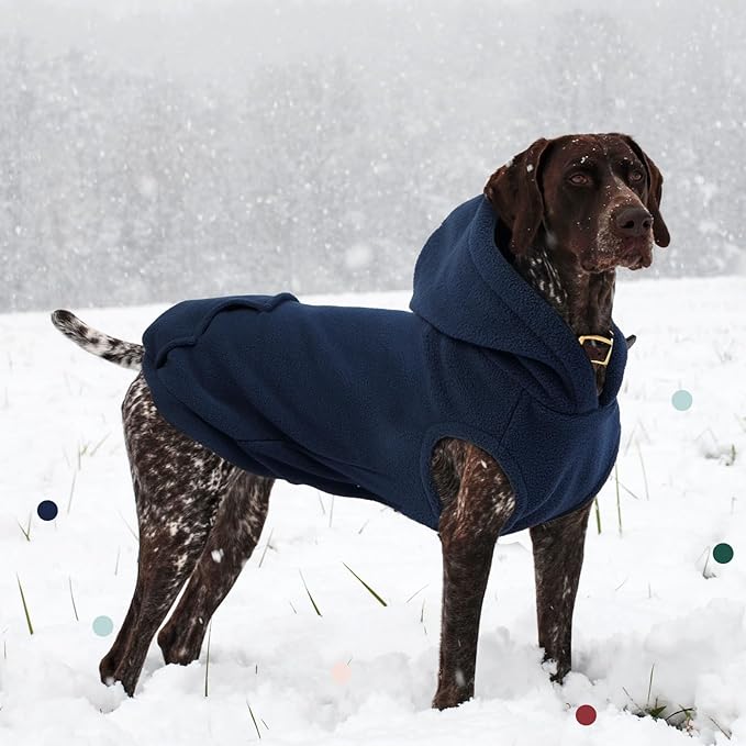 IECOii Dog Sweatshirt for Large Dogs, Hooded Fleece Vest with Leash Hole, XXXL Dogs Sweater for Giant Breed,Warm Polar Fleece Large Dog Hoodie for Fall Winter,Labrador,Doberman, Blue, 3XL