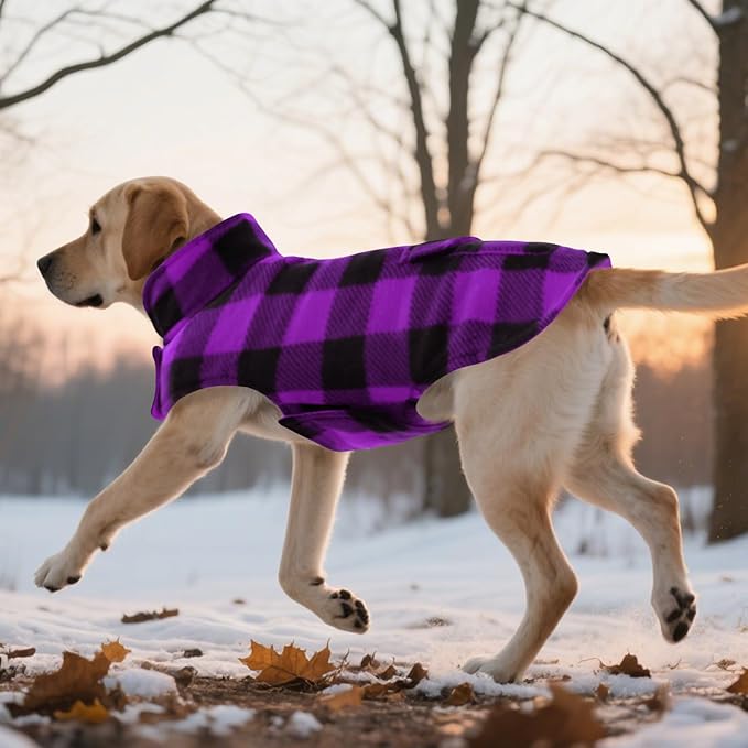 ASENKU Dog Jacket Plaid Reversible Reversible Dog Vest Waterproof Cold Winter Clothes Pet Apparel for Small Medium Large Dogs (L, Purple)
