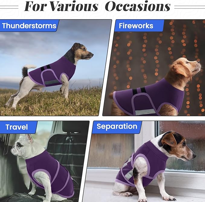 MIGOHI Dog Anxiety Relief Coat,Comfort Anxiety Vest for Dogs,Adjustable Dog Anxiety Calming Wrap for Fireworks,Thunderstorms,Travel,Separation,Anxiety Jacket for Small Dogs,S,Purple