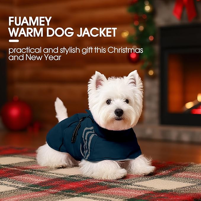 FUAMEY Dog Cold Weather Coats,Dog Winter Jackets for Large Dogs Warm Dogs Coat with Reflective Strips Waterproof Pet Snowsuit Thick Paded Pets Vest for Beagle Corgi Blue L