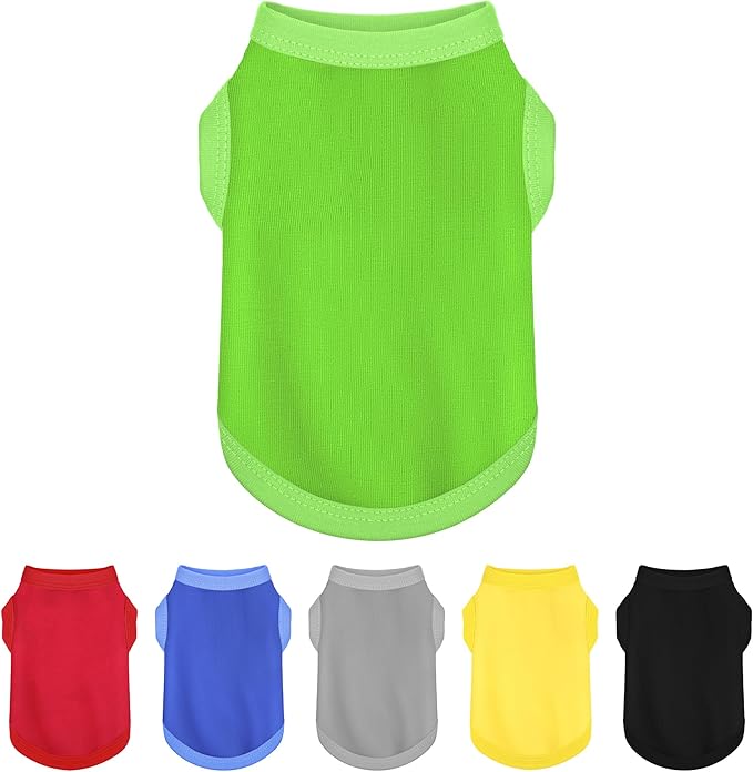Elevate Your Dog's Fashion Quotient with Colorful and Breathable Sleeveless Cotton Shirts! Perfect Pet Apparel for Small to Medium Dogs Green XS
