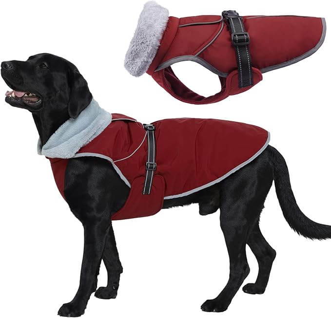 Lelepet Warm Dog Winter Coat Reflective Dog Jacket Fleece Vest Waterproof Windproof Cold Weather Coats with Adjustable Buckle Turtleneck Snowsuit for Small Medium Large Dogs,Rottweiler,Great Dane,XXXL