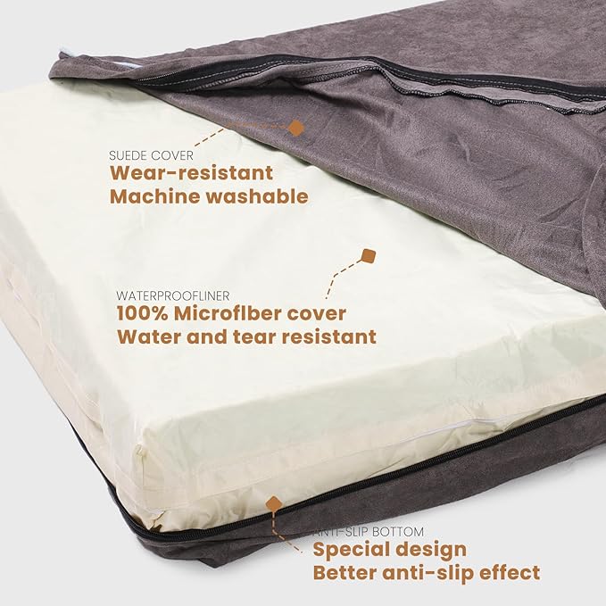 Laifug Orthopedic Memory Foam Pet(54"x 36"x 4",Slate Grey)/Dog Bed with Durable Waterproof Liner and Removable Washable Cover