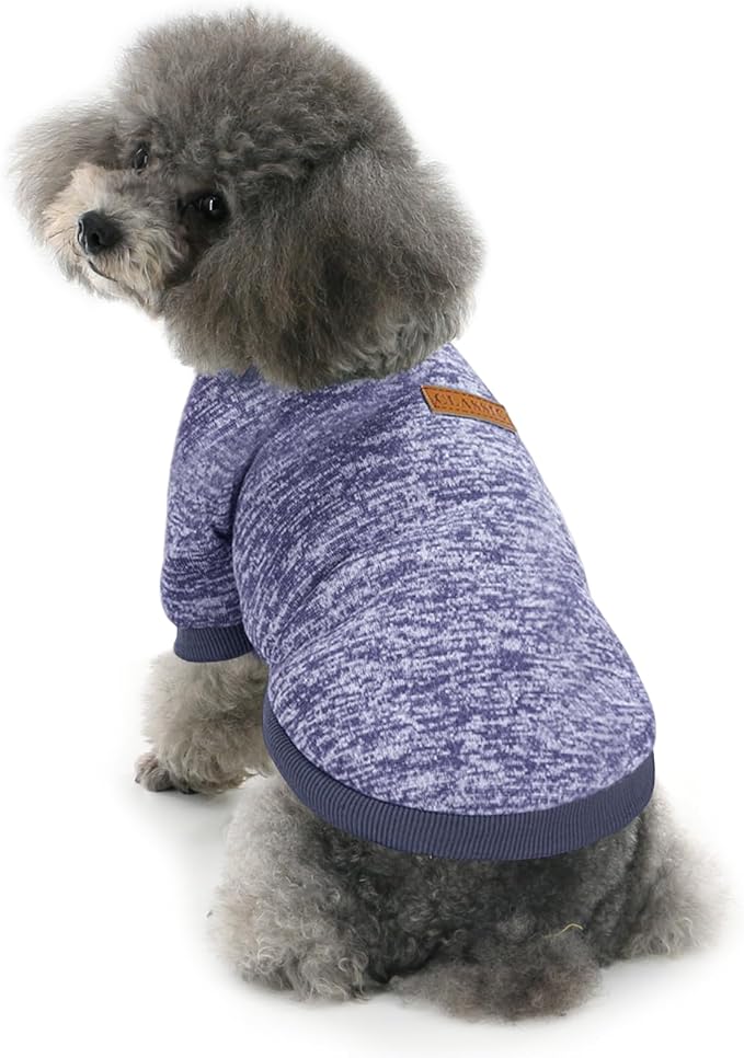 2 Pieces Pet Dog Classic Knitwear Sweater, Fleece Coat for Small,Medium Dogs,Warm Pet Dog Cat Clothes,Soft Puppy Customes for Chihuahua Yorkshire Tzu (Grey Navy,XS)