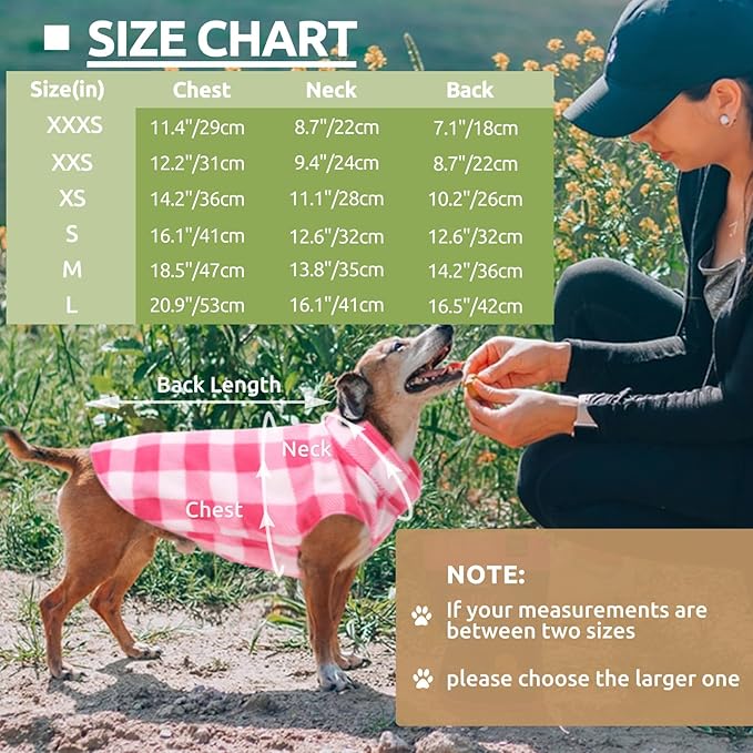 KAMA BRIDAL Spring Autumn Winter Coat Pullover Fleece Vest for Cats Small and Medium Dogs Thin Sweater Pink & White Plaid (Pink, S)