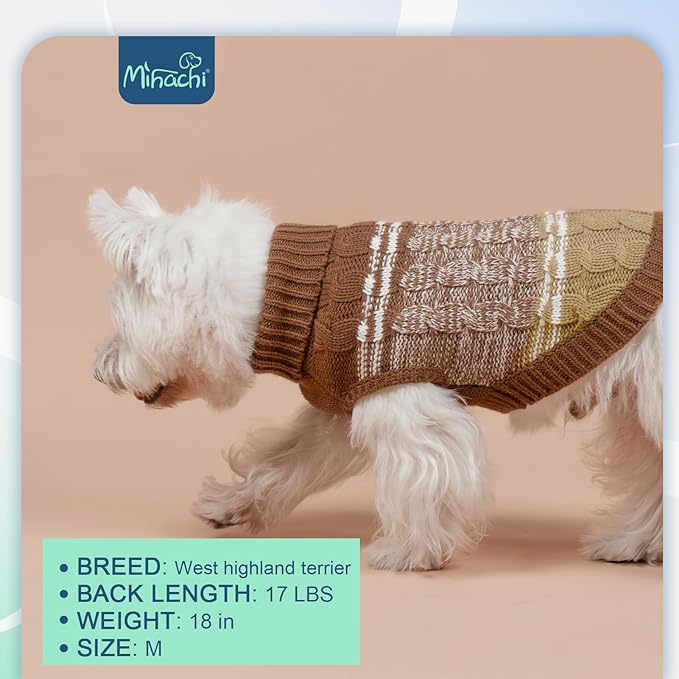 Mihachi Dog Sweaters for Large Dogs Girl Boy,Soft Warm Dogs Shirt, Cold Weather Dog Coat Turtleneck Knitted Pullover Dog Clothes Costume with Leash Hole for Large Cat Puppy Doggy Pet,Beige L