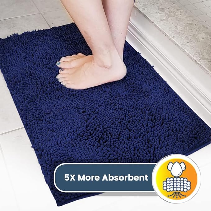 Muddy Mat® Shown on TV – Super Absorbent Door Mat Indoor, Microfiber Quick Dry Chenille Entryway Rug, Non-Slip Front Door Mat, Indoor Mats for Entryway, Machine Washable Pet Rug, Navy Blue 24"x36"