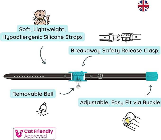 Kittyrama Havana Cat Collar with Bell. Cat Friendly Award Winner. Approved by Vets and Cat Experts. Breakaway Cat Collars Quick Release. Kitten Collar. Won't Rub Fur. Lightweight, Soft & Comfy