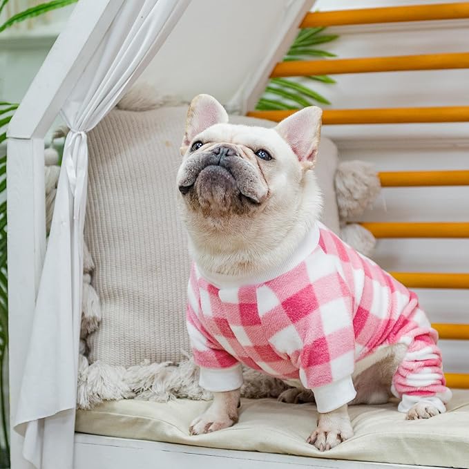 SCENEREAL Dog Pajamas for Large Sized Dogs Female - Soft, Warm Puppy Sweater Clothes, Holiday Onesie Outfits for Doggie Fall Winter Thanksgiving Christmas - Dog Jammies Pjs Indoor Outdoor, Pink