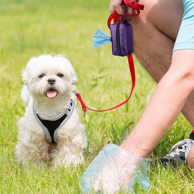 Dog Poop Bag Waste Bag Dispenser Dog Poop Bag Dispenser for Leash Accessory Dog Poop Bag Holders Fits Dog Leash with Hand Free Holder & Bag, No1680pjdz (Black&Purple&Pink, Black&Purple&Pink)