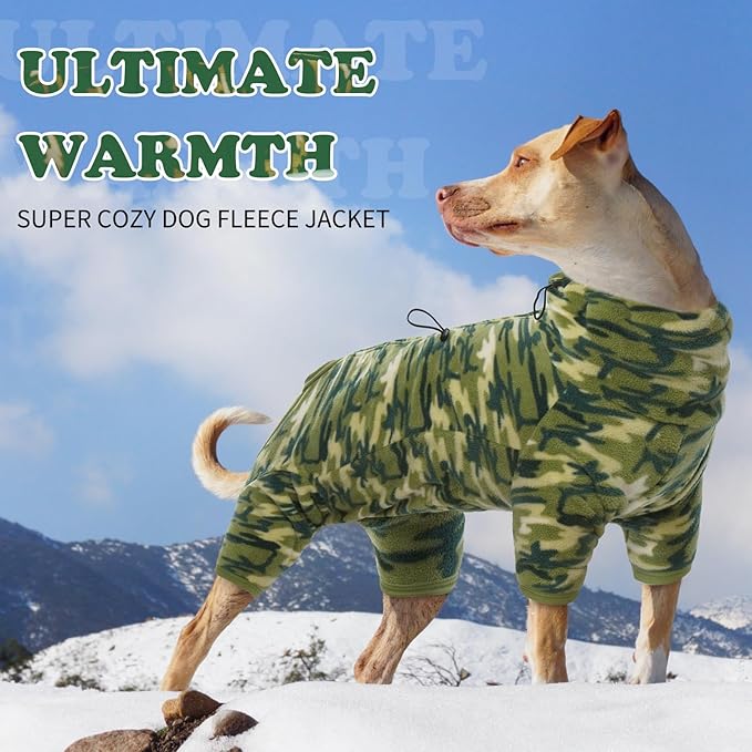 ROZKITCH Warm Dog Clothes, Pet Windproof Warm Cold Weather Jacket Vest with Luminous Zipper, Jumpsuit Apparel Outfit Clothes for Small Medium Large Dog Camo XL