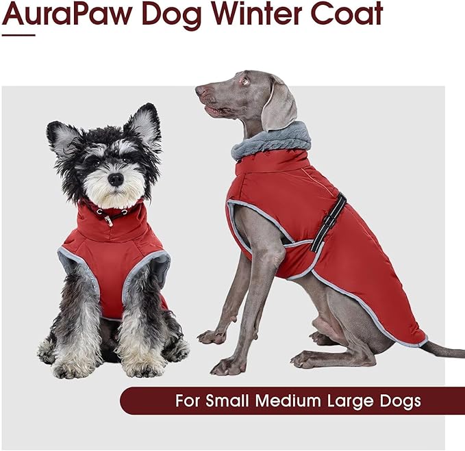 Dog Winter Jackets for Large Dogs,Size L Warm Pet Coat with Leash Hole,Waterproof Dogs Snowsuits Warm Pet Jacket Fleece Cold Weather Coats Reflective Puppy Vest,Dog Cold Weather Coats,Red,L