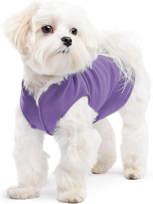 Goldpaw Stretchy Fleece Jacket for Small Dogs - Super Soft, Warm Dog Sweater - Pet Sweater Vest for Fall and Winter - Canine Clothes Made in The USA - Machine Washable - Lavender - Size 8