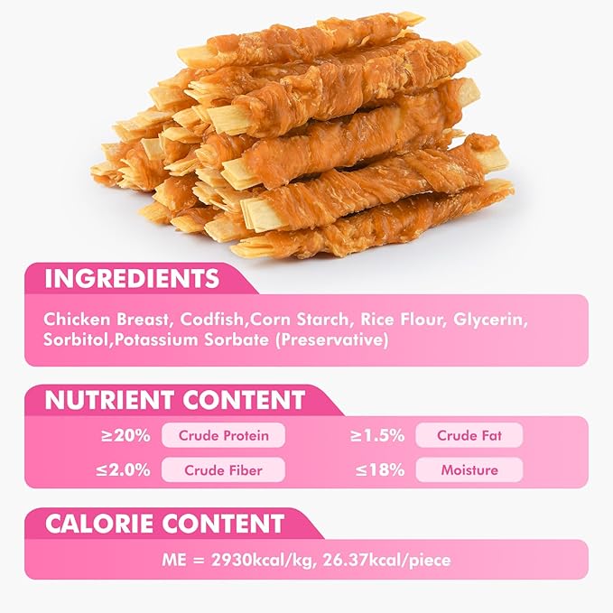 Dog Treats, Chicken Wrapped Cod Fillets, Rawhide Free Healthy Dog Snacks, Soft Dog Treats for Small Dogs, 10.6 oz