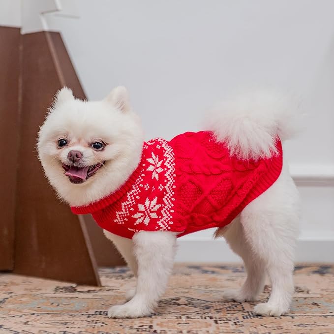 Warm Winter Dog Sweater - Cold Weather Pet Clothes for Small Medium Large Dogs Indoor Outdoor, Soft Classic Knit Puppy Apparel