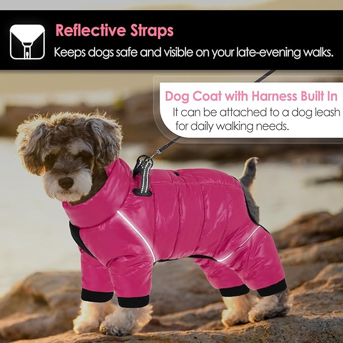 AOFITEE Dog Coat, Waterproof Dogs Jacket for Winter, Warm Fullbody Small Dog Snowsuit, Winter Coat for Small Dogs, Zip Up Pet Puffer Jacket Fleece Vest, Outdoor Reflective Pet Snow Jackets, XXL