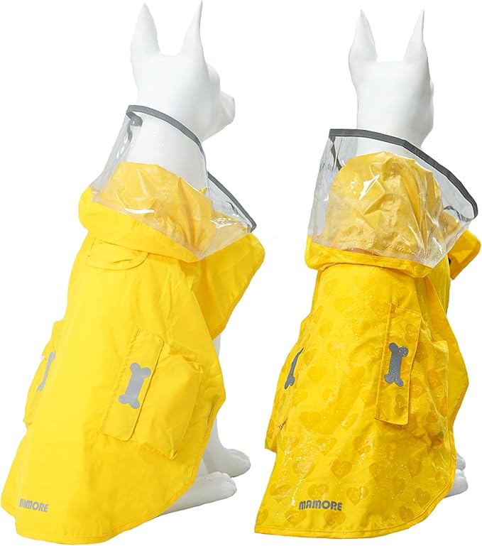 Dog Raincoat,Waterproof Rain Poncho with Hoodie, High Reflective Adjustable Pet Rain Jacket with Leash Hole for Small Medium and Large Dogs (Yellow(Water-Reactive Hydrochromic), XX-Large: 55-70lbs)
