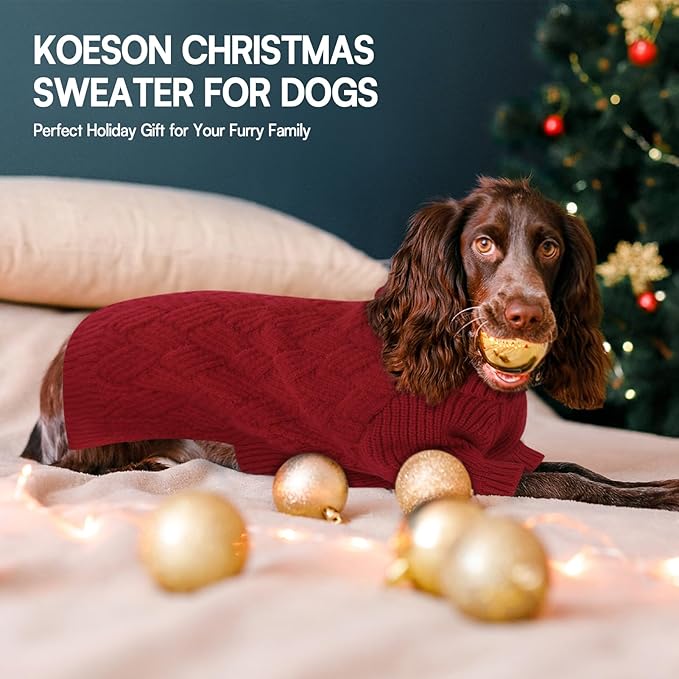 KOESON XXL Dog Sweater for Large Dogs, Extra Large Dog Christmas Sweater, Thick Warm Xmas Sweaters for Big Dogs, Pet Winter Apparel for Labrador, Golden Retriever, Doberman, Pitbull, Red, XXLarge