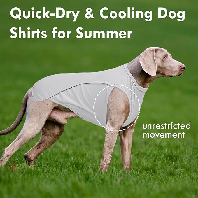 2 Pack Summer Dog Shirt, Quick Dry Cooling T-Shirts for Large Dogs, Sun Protection Breathable Vest, Durable Regulate Temperature Dog Clothes, Blue+Grey, 4XL