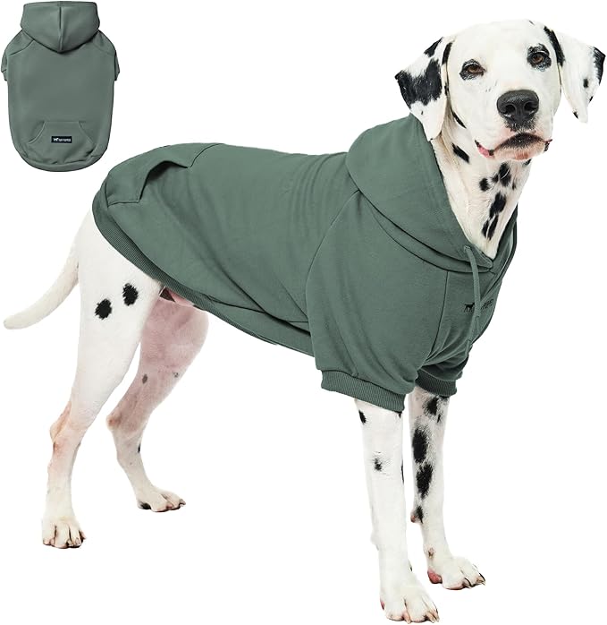 Tuff Pupper Dog Hoodie | Premium Quality 100% Organic Cotton | Ultra Soft Interior for Superior Comfort | Elastic Cuffs & Drawstring for Warmth | Stretch Fit Suitable for All Breeds (Teal, L)