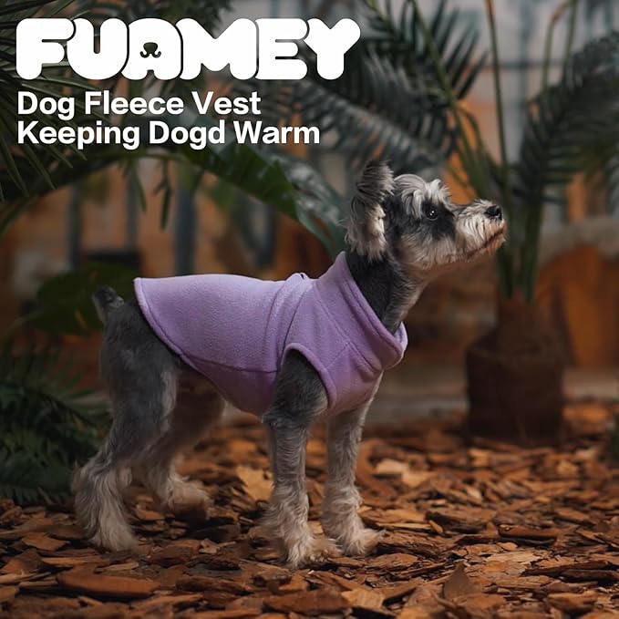 FUAMEY Dog Fleece Vest for Large Dogs,Warm Stretchy Dog Sweatshirts Pullover with Leash Hole Dogs Sweater Soft Pet Turtleneck Cozy Pet Vest Lightweight Sleeveless Purple L