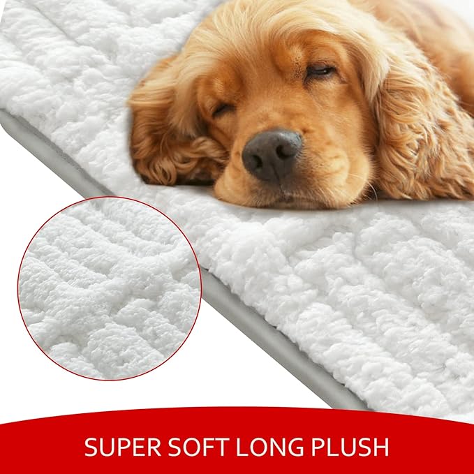 Dog Crate Mat(24" X 18"), Small Dog Bed for Crate, Soft Plush Bed Pad Machine Washable, Sleeping Mat with Anti Slip Bottom