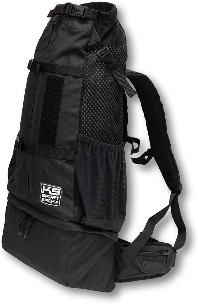 K9 Sport Sack Knavigate - X-Large, Midnight Black - Ideal for Dogs with 23-25” Back Length - Adjustable, Backpack-Style Carrier with Internal Frame & Padded Hip Belt