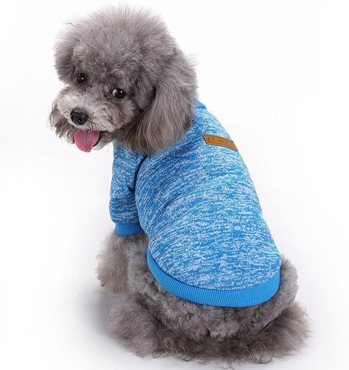 2 Pieces Pet Dog Classic Knitwear Sweater, Fleece Coat for Small,Medium Dogs,Warm Pet Dog Cat Clothes,Soft Puppy Customes for Chihuahua Yorkshire Tzu (Blue Dark Navy,XXS)