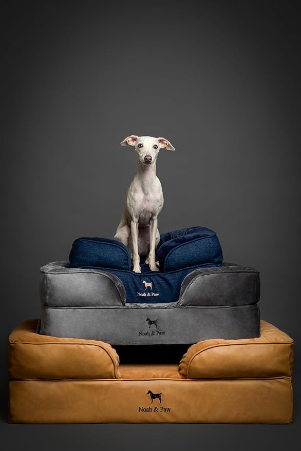 NOAH & PAW Giant Dog Bed XXL, 55x45x11 Inch, Orthopedic Dog Beds, Eggshell Memory Foam Infused with Cooling Gel, Inner Cover, Waterproof, Machine Washable (Faux Leather Sofa Collection)