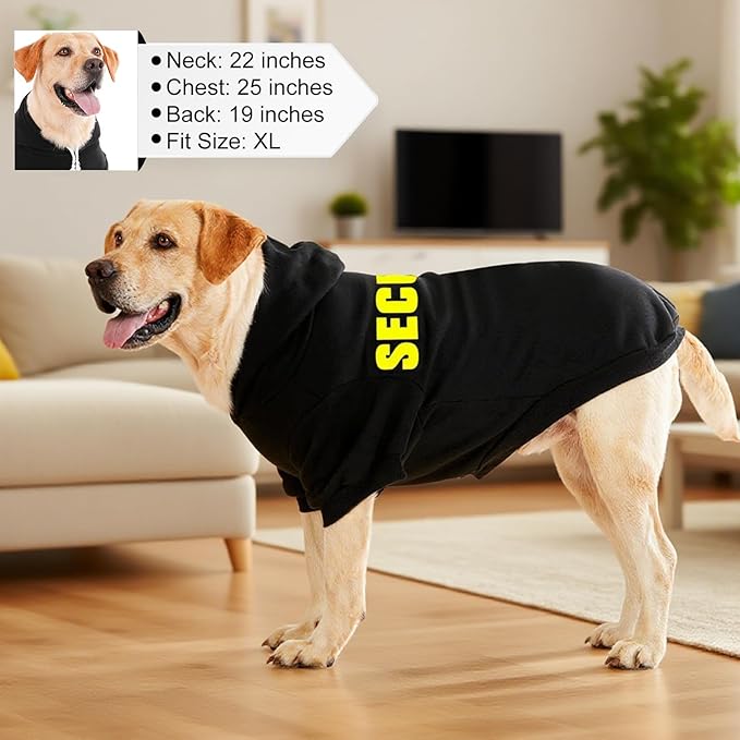 EXPAWLORER Security Dog Hoodie Puppy Sweater - Dog Sweatshirt Soft Fleece Lined Pet Clothes, Cold Weather Hooded Jacket Coat Keep Warm for Small Medium Large Dogs, 3X-Large