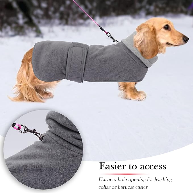 Geyecete Dachshund Sweaters for Dogs Dog Jacket,Dachshund Coat Perfect Dog Winter Coat with Padded Fleece Lining and high Collar,Dog Snowsuit with Adjustable Bands Sizes-Gray-S