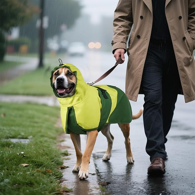 BRKURLEG Dog Raincoat for Small Medium and Large Dogs Waterproof Dog Rain Jacket Adjustable Hooded Dogs Raincoat Pet Rain Coat Poncho with Leash Hole, Reflective Strip, Green, L