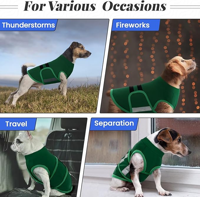 MIGOHI Dog Anxiety Relief Coat,Comfort Anxiety Vest for Dogs,Adjustable Dog Anxiety Calming Wrap for Fireworks,Thunderstorm,Travel,Separation,Anxiety Jacket for Medium Dogs,M,Green