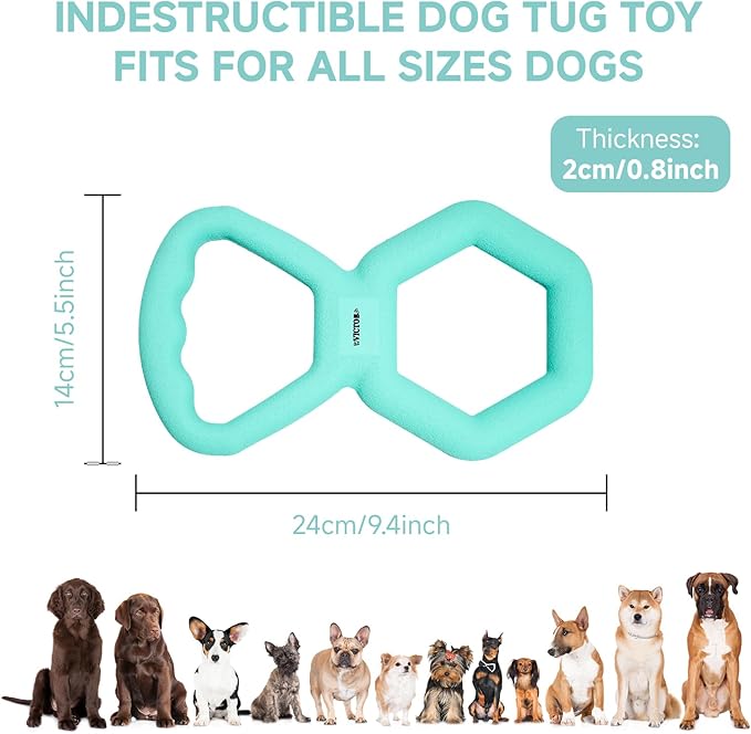 Tug of War Dog Toy - Supplies for Tug of War, Dog Pull Game Interactive Double Ring Pull Toy Tough Chew Toy Durable Rubber for All Breed Chewers, Green
