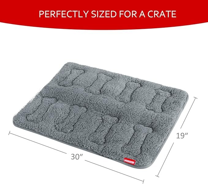 Dog Bed Crate Mat(30" X 19") 2 Pack, Soft Plush Dog Bed Pad Machine Washable Crate Pad, Grey
