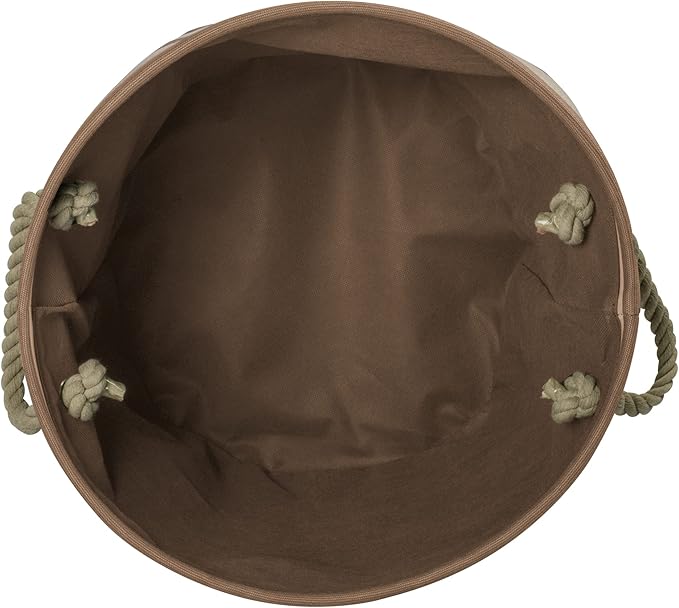 Bone Dry Pet Storage Collection Striped Paw Patch Bin, Medium Round, Brown