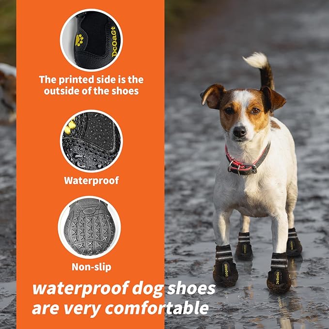 DcOaGt Dog Shoes for Large Dogs, Waterproof Anti-Slip Dog Boots & Paw Protectors for Hot Pavement Summer Winter Snow, Breathable and Reflective Dog Booties for Hiking/Walking/Outdoor/Floor