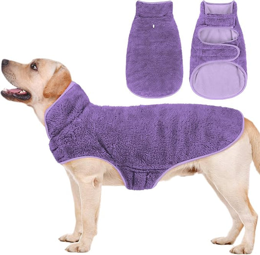 Malier Dog Winter Coat, Reversible Fleece Dog Cold Weather Coats, Windproof Warm Snow Puppy Jacket Vest Pet Clothes for Small Medium Large Dogs (Purple, XX-Large)